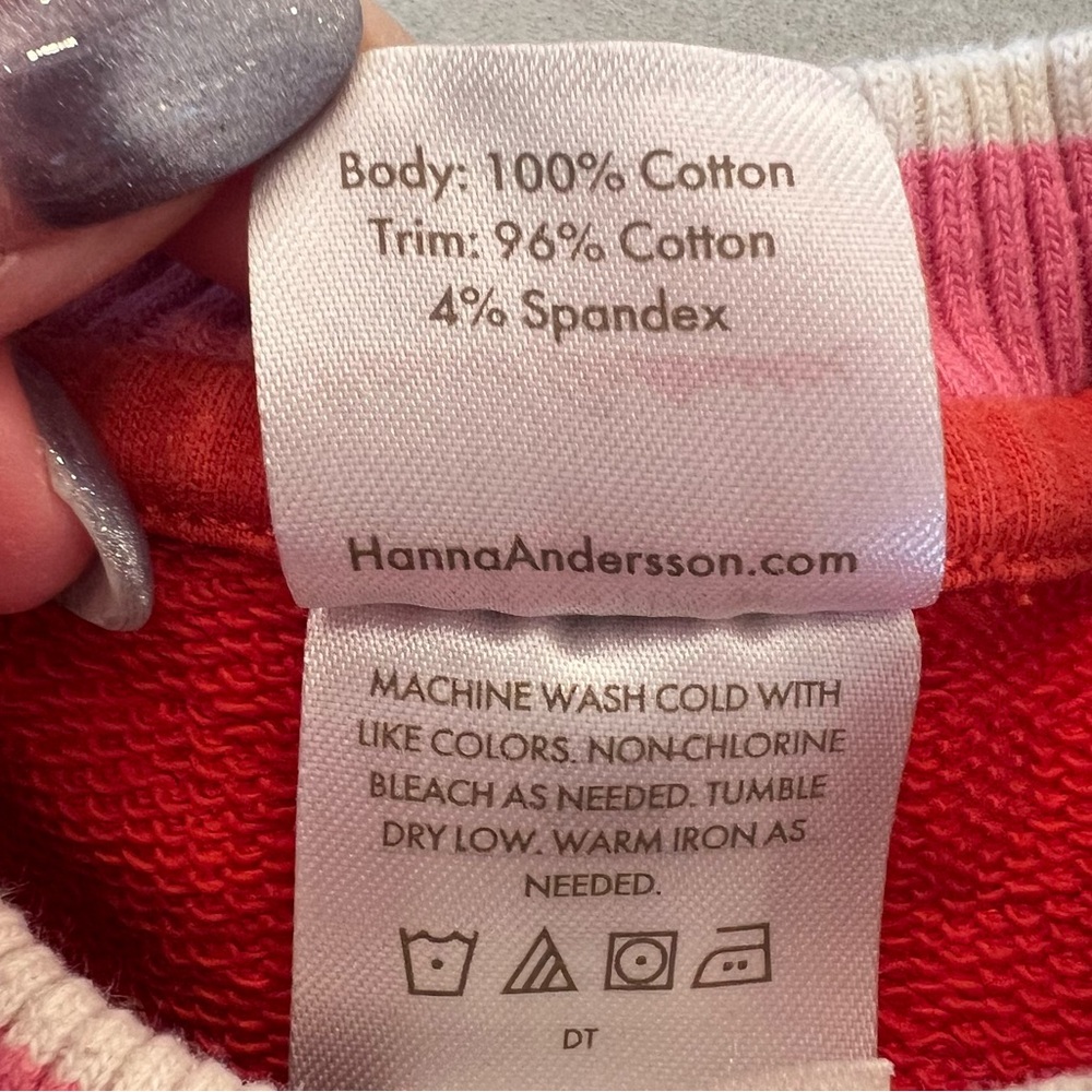 Hanna Andersson Long Sleeve French Terry Dress Red with Pink 3T - Picture 8 of 9